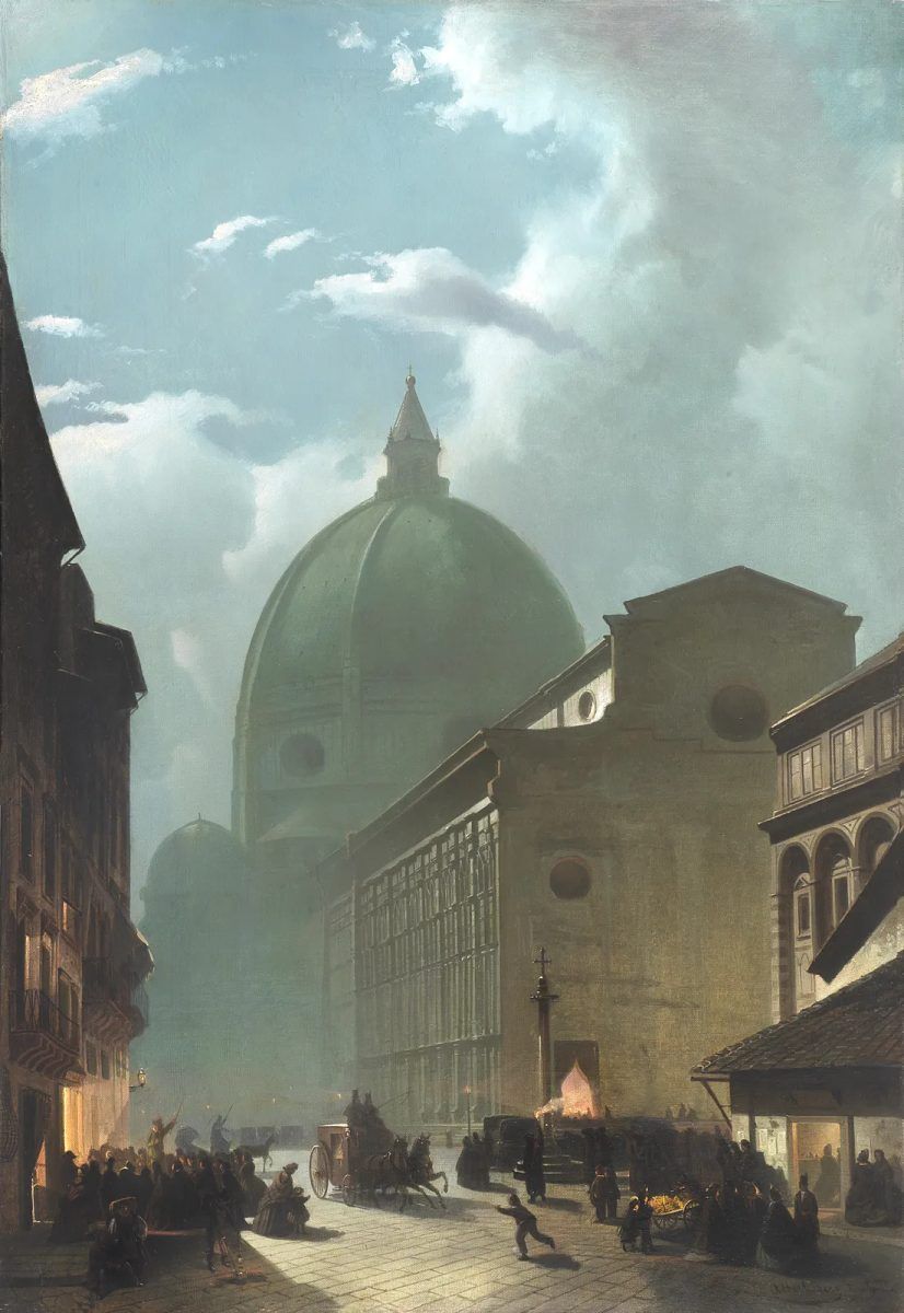 Vue nocturne de la cathédrale Santa Maria del Fiore, Albert Berg, 1862