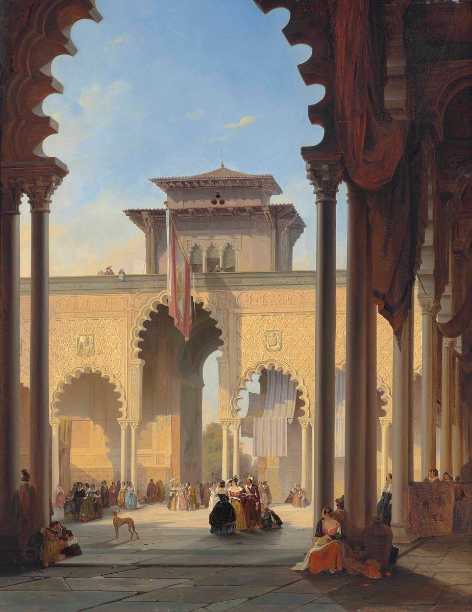 La Cour des Lions, Alhambra, Grenade, François-Antoine Bossuet, 1844