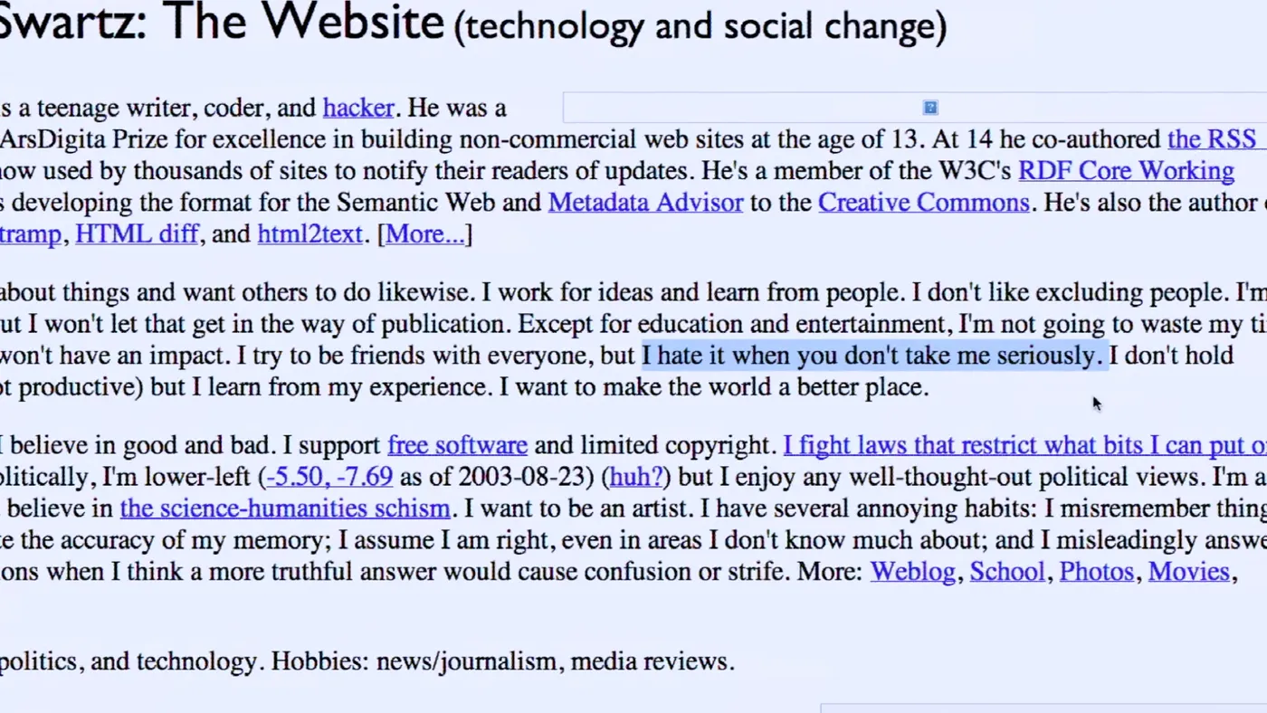 The Internets Own Boy - The Story of Aaron Swartz