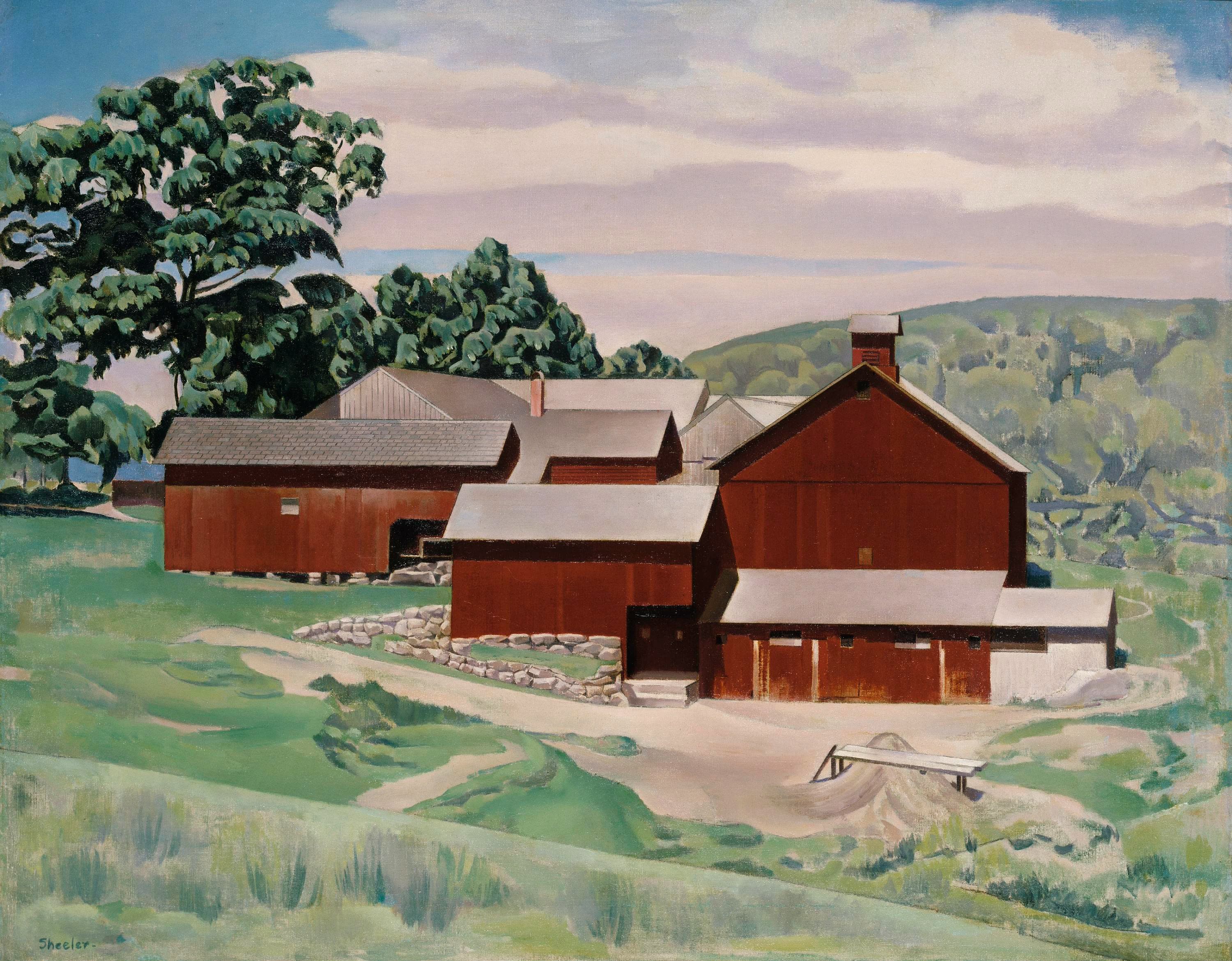 Connecticut Barns in Landscape, Charles Sheeler