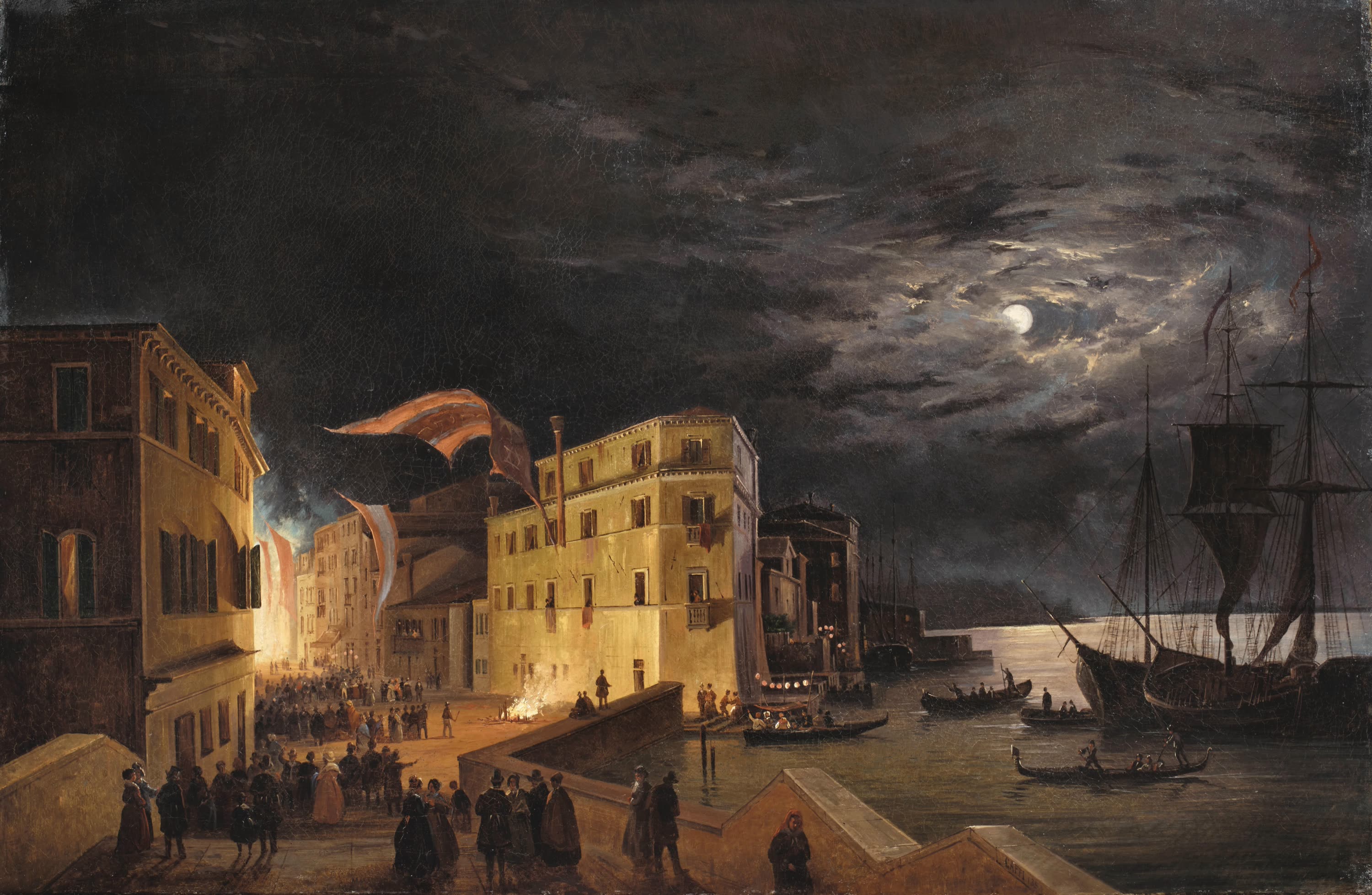 Venice, a Nocturnal Festival on Via Eugenia, Ippolito Caffi