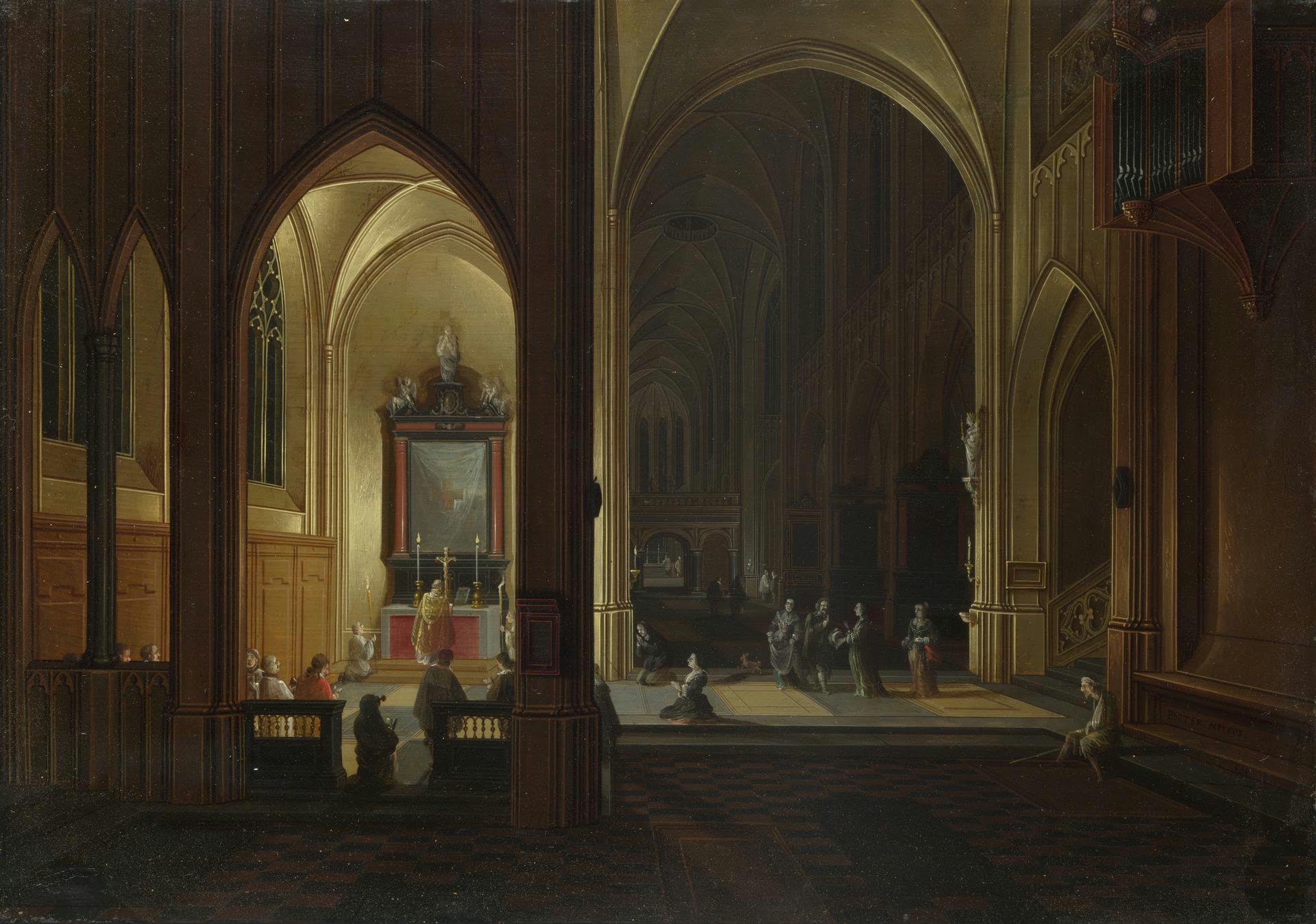 An Evening Service in a Church, Pieter Neeffs l’Ancien et Bonaventura Peeters l’Ancien