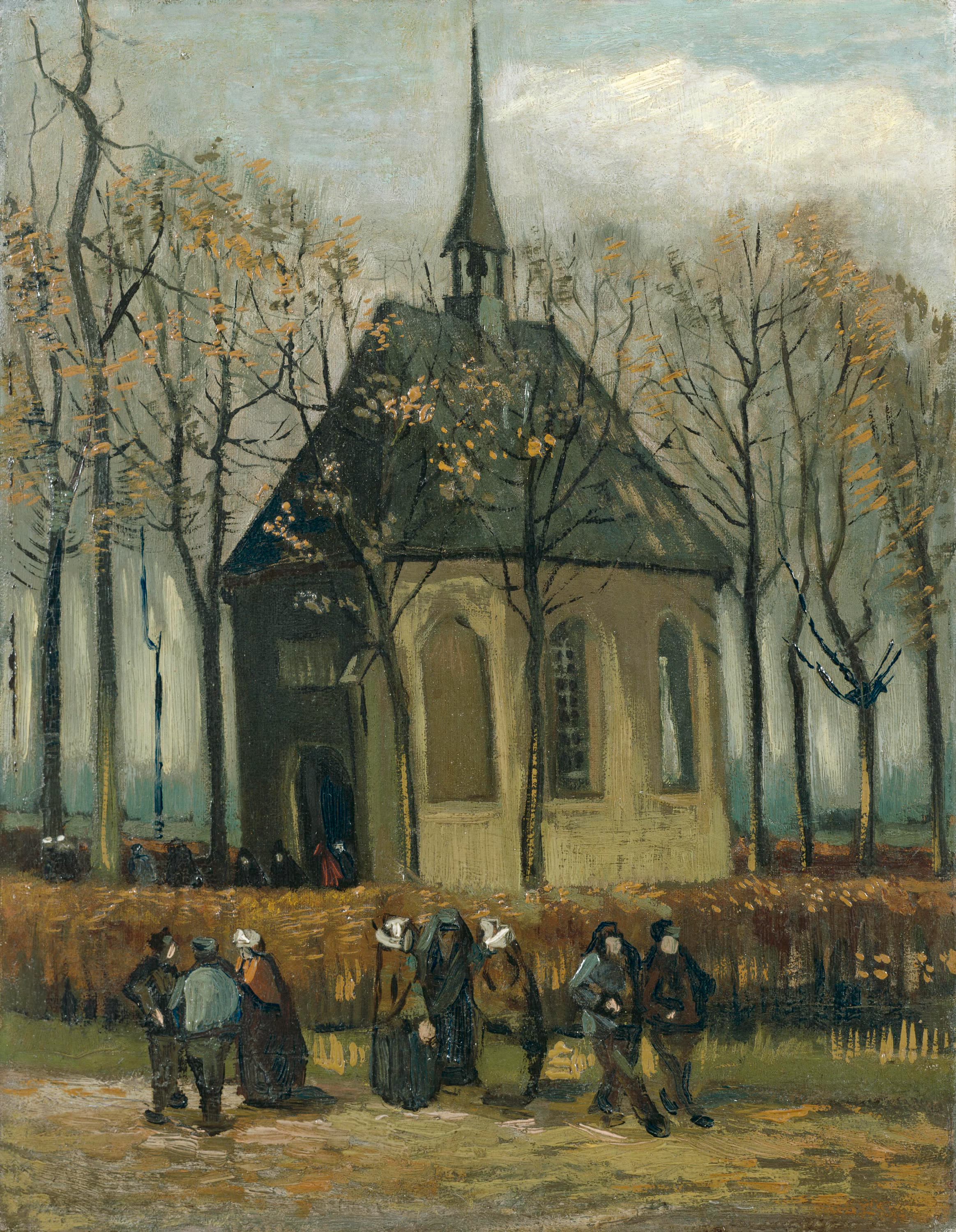Congrégation quittant l’Église réformée de Nuenen, Vincent van Gogh